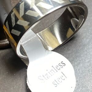 Stainless Steel Men's Ring - Silver and Black